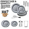 Matte Steel Gray Round Disposable Plastic Dinnerware Value Set (60 Settings) Image 2