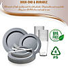 Matte Steel Gray Round Disposable Plastic Dinnerware Value Set (60 Settings) Image 3