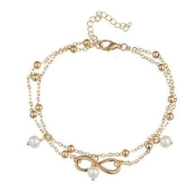 Maya's Grace Infinity Love Pearl Charms Anklet - Gold Image 1
