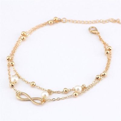 Maya's Grace Infinity Love Pearl Charms Anklet - Gold Image 1