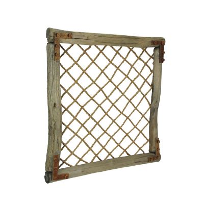 Mayrich Distressed Wood And Rope Sculpture Decorative Wall Art Rustic Faux Window Decor Image 1