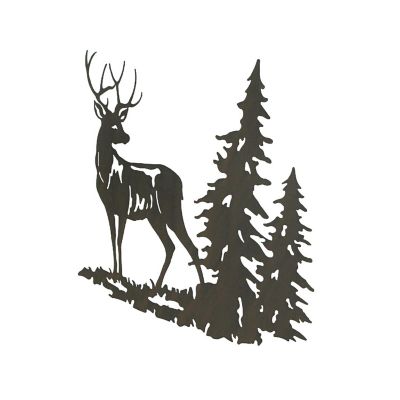 Mayrich Rustic Brown Laser Cut Metal Deer Wall Hanging 28 Inches Long Buck Stag Image 1