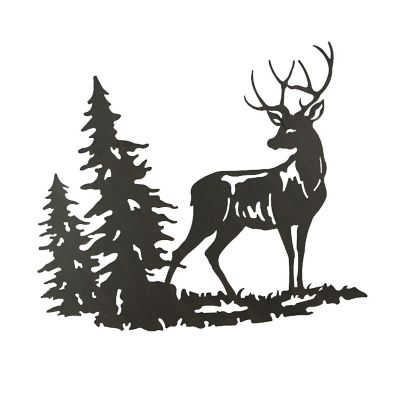 Mayrich Rustic Brown Laser Cut Metal Deer Wall Hanging 28 Inches Long Buck Stag Image 2