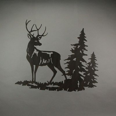 Mayrich Rustic Brown Laser Cut Metal Deer Wall Hanging 28 Inches Long Buck Stag Image 3