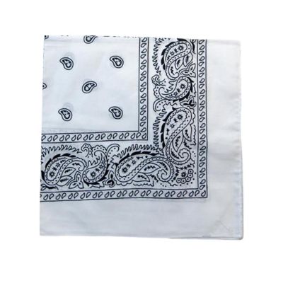 Mechaly Extra Large Quality Polyester Paisley Print Bandana 27 x 27 Inches  (White) Image 1