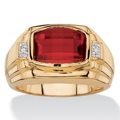 Men's 2.77 TCW Red Ruby Gold-Plated Ring Size 9 Image 1