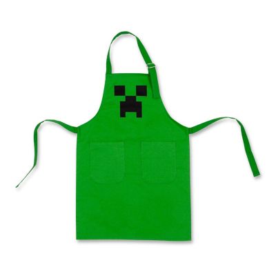 Minecraft Green Creeper Youth Kitchen Cooking Apron Image 1