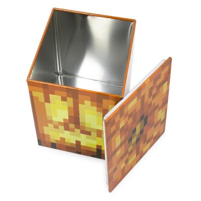 Minecraft Jack O'Lantern Tin Storage Box Cube Organizer with Lid  4 Inches Image 1