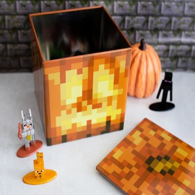 Minecraft Jack O'Lantern Tin Storage Box Cube Organizer with Lid  4 Inches Image 2