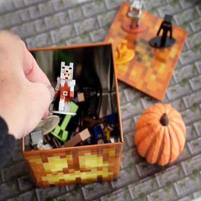Minecraft Jack O'Lantern Tin Storage Box Cube Organizer with Lid  4 Inches Image 3