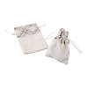 Mini Neutral Plaid Canvas Drawstring Treat Bags - 12 Pc. Image 1