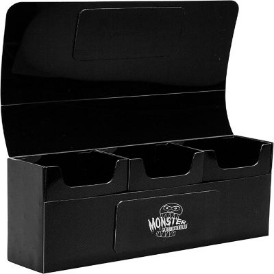 Monster Magnetic Triple Deck Storage Box(BLACK) w/ 3 Removable Deck Trays-Holds 225+ Gaming TCGs- Compatible w/ Yugioh, MTG,Magic The Gathering, Pok&#233;mon - Long Image 1