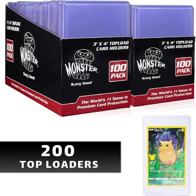 Monster Top Loaders for Collectible Trading Cards - 200 Count 3"x4" Clear Hard Plastic Card Protector Toploader Sleeves Compatible w MTG, Magic The Gathering, Y Image 1