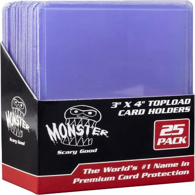 Monster Top Loaders for Collectible Trading Cards - 25 Count 3"x4" Clear Hard Plastic Card Protector Toploader Sleeves Compatible w MTG, Magic The Gathering, Yu Image 1