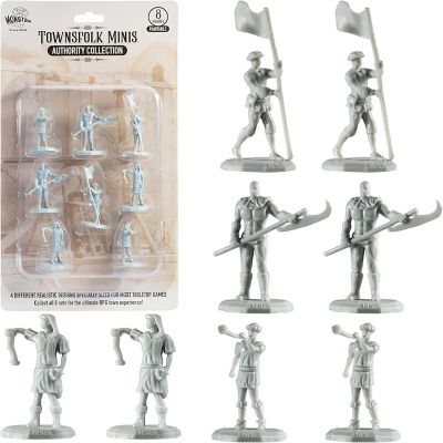 Monster Townsfolk Mini Fantasy Figures - 8pc Paintable Authority Figures Non Player Character NPC Miniatures - 1" Hex-Sized Compatible w/DND Dungeons and Dragon Image 1