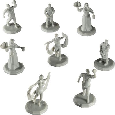 Monster Townsfolk Mini Fantasy Figures - 8pc Paintable Pub Workers Non Player Character NPC Miniatures- 1" Hex-Sized Compatible with DND Dungeons and Dragons, P Image 1