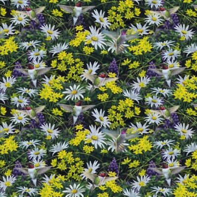 Mountain SunriseBirds and Flowers Cotton Fabric by 3 Wishes Fabric Image 1