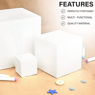 MT Product White Hard Foam Blocks 7" x 7" Arts & Crafts Foam Cube - Pack of 2 Image 2