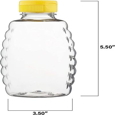 MT Products 16 oz Plastic Bottle Honey Dispenser with Lids - Pack of 6 Image 1