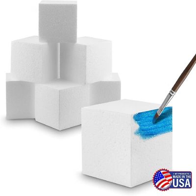MT Products 4" x 4" x 4" White Polystyrene Foam Blocks - Pack of 6 Image 1