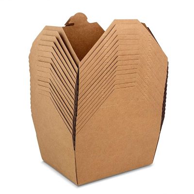 MT Products 6" x 4.75" x 2.5" Brown Paper Takeout Containers - Pack of 15 Image 1
