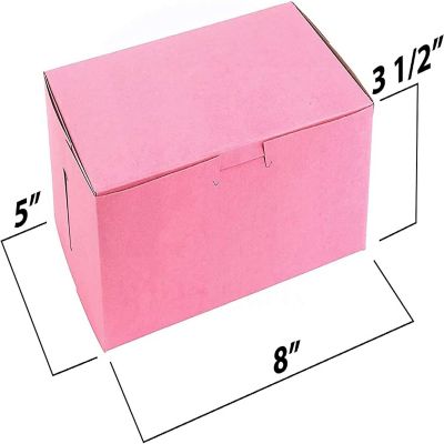 MT Products 8" x 5" x 3.50" Clay Coated Pink Kraft Bakery Boxes Non-Window - Pack of 25 Image 1