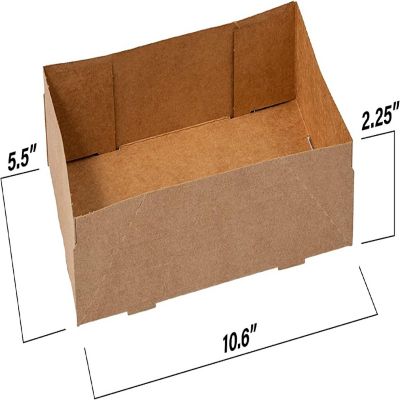 MT Products Brown Paper Food Trays for Stadiums 10.6" x 5.5" x 2.25" - Pack of 25 Image 1