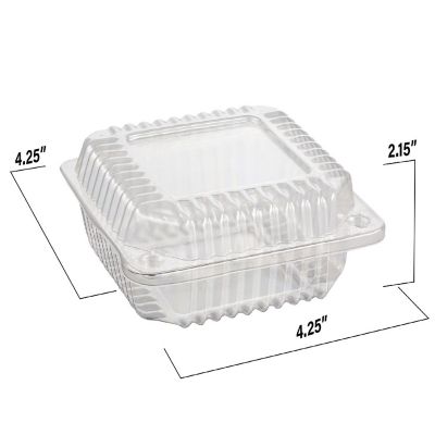 MT Products Clear Plastic Square Hinged Food Container (Shallow) - 40 Pieces Image 1