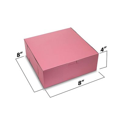 MT Products Cupcake Box - 8" x 8" x 3" Pink Bakery Boxes No-Window - Pack of 15 Image 1