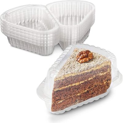 MT Products Extra Small Plastic Cake Slice Container - Pack of 20 Image 1