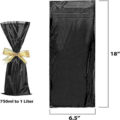 MT Products Metallic Black Mylar Wine Gift Bags for Bottles - Pack of 25 Image 1