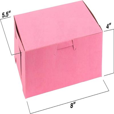 MT Products Pink Cookie Box - 8" x 5.5" x 4" Bakery Boxes No-Window (Pack of 15) - Made in the USA Image 1