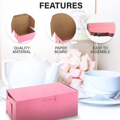 MT Products Pink Cookie Box - 8" x 5.5" x 4" Bakery Boxes No-Window (Pack of 15) - Made in the USA Image 2