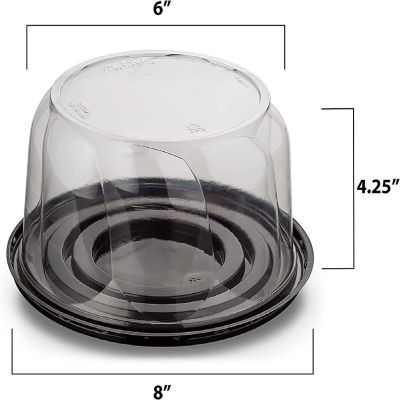 MT Products Plastic Cake Container with Clear Dome Cover 6" Round - Pack of 5 Image 1