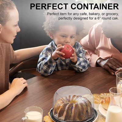 MT Products Plastic Cake Container with Clear Dome Cover 6" Round - Pack of 5 Image 3
