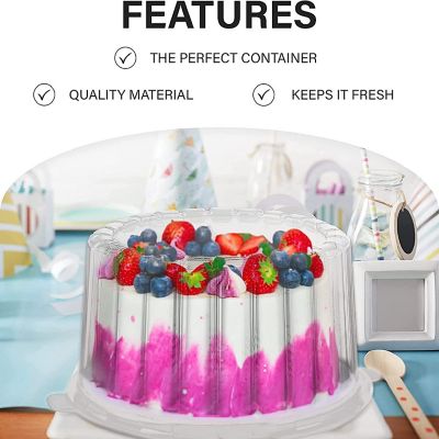 MT Products Plastic Cake Container with Clear Dome Cover 8" Round - Pack of 5 Image 3