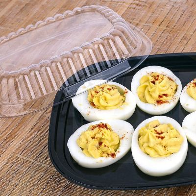 MT Products Plastic Deviled Egg Carrier/Disposable Deviled Egg Tray with Lid Holds 6 egg halves - Set of 12 Image 2