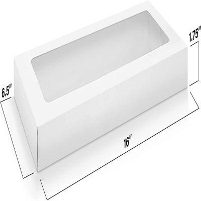 MT Products White Bakery Boxes with Window 16" x 6.5" x 1.75" - Pack of 15 Image 1