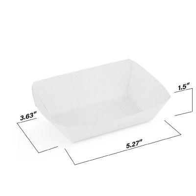 MT Products White Paper Food Trays - 1 lb Disposable Nacho Trays - Pack of 100 Image 3