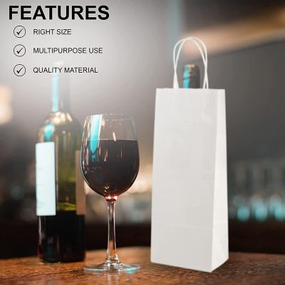MT Products White Paper Wine Gift Bags with Handles - Pack of 24 Image 3