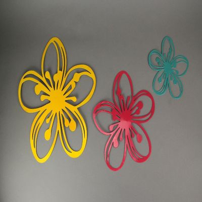Napco Imports Set of 3 Brightly Colored Metal Floral Splash Silhouette Wall Sculptures Image 1