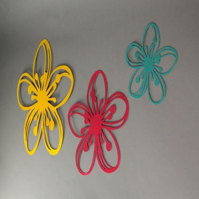 Napco Imports Set of 3 Brightly Colored Metal Floral Splash Silhouette Wall Sculptures Image 2