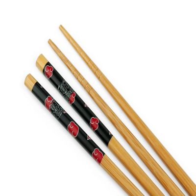 Naruto Shippuden Akatsuki Red Rain Cloud Bamboo Chopsticks  Includes 2 Sets Image 2