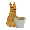 National tree company 11" ceramic bunny with white basket Image 1
