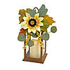 National Tree Company 13 in. Sunflower and Eucalyptus Decorated Harvest Lantern Image 1