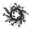 National Tree Company 24 in. Halloween Black Fern and Bats Wreath Image 1