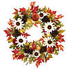 National Tree Company 32 in. Harvest Sunflowers and Pumpkins Wreath Image 1
