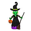 National Tree Company 39 in. Pre-Lit Green Witch with Broom Image 1