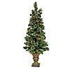 National Tree Company 4.5 ft. Artificial Cashmere Cone & Berry Entrance Christmas Tree in Bronze Urn, with Red Berries and Pinecones, Pre-Lit with Clear Incandescent Lights, Plug In Image 1