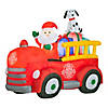 National Tree Company 6 ft. Inflatable Santa in Vintage Firetruck Image 1